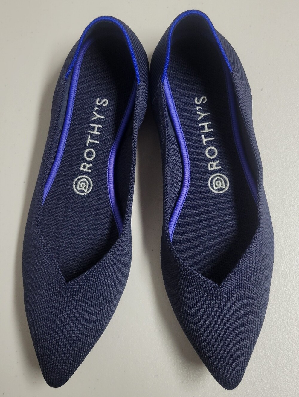 Rothy's The Point Navy Blue Knit Pointed Toe Flats Size 9. - Picture 3 of 12